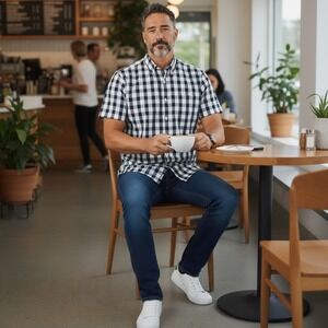 Mizzen+Main Mens XL Trim Fit Gingham Short Sleeve Performance Shirt LEES2041013